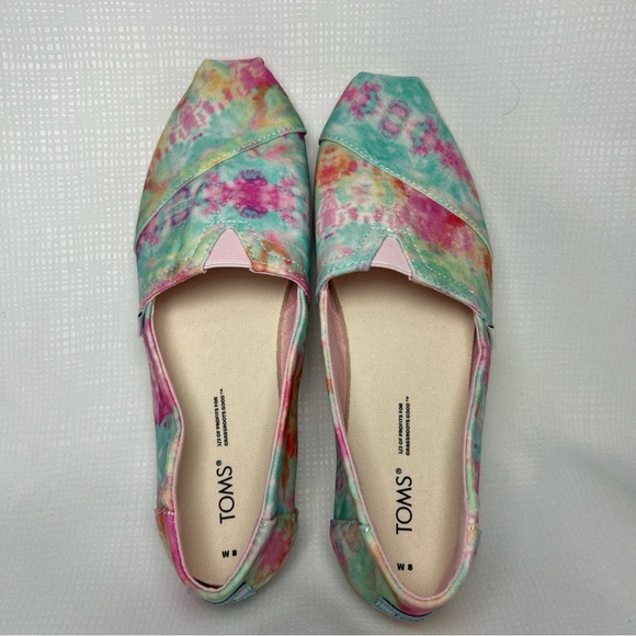 Toms woman's size 8 Shoes Multicolor  Tye dye canvas Flats Slip On Classic - Picture 8 of 10